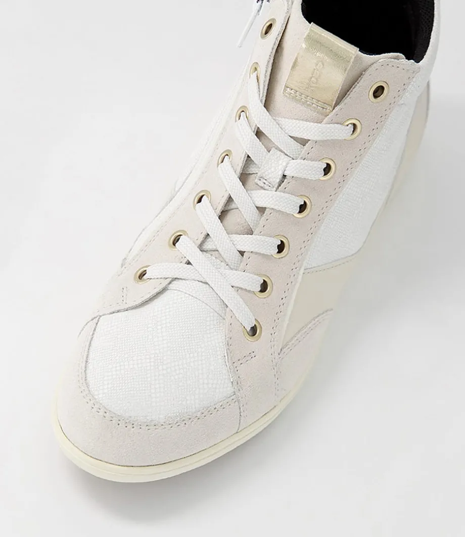 D Myria A Off White Suede Leather Sneakers