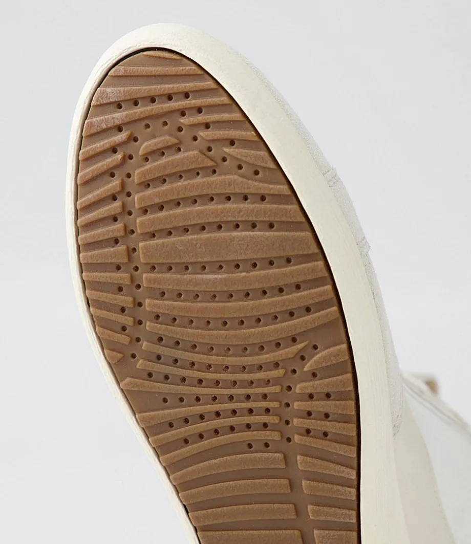 D Myria A Off White Suede Leather Sneakers