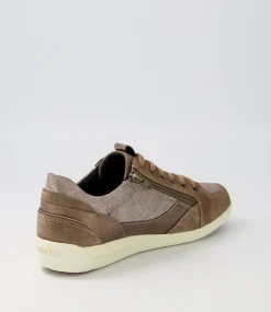 D Myria B Dark Beige Suede Leather Sneakers