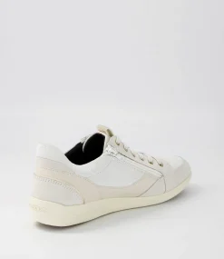 D Myria B Off White Leather Suede Sneakers