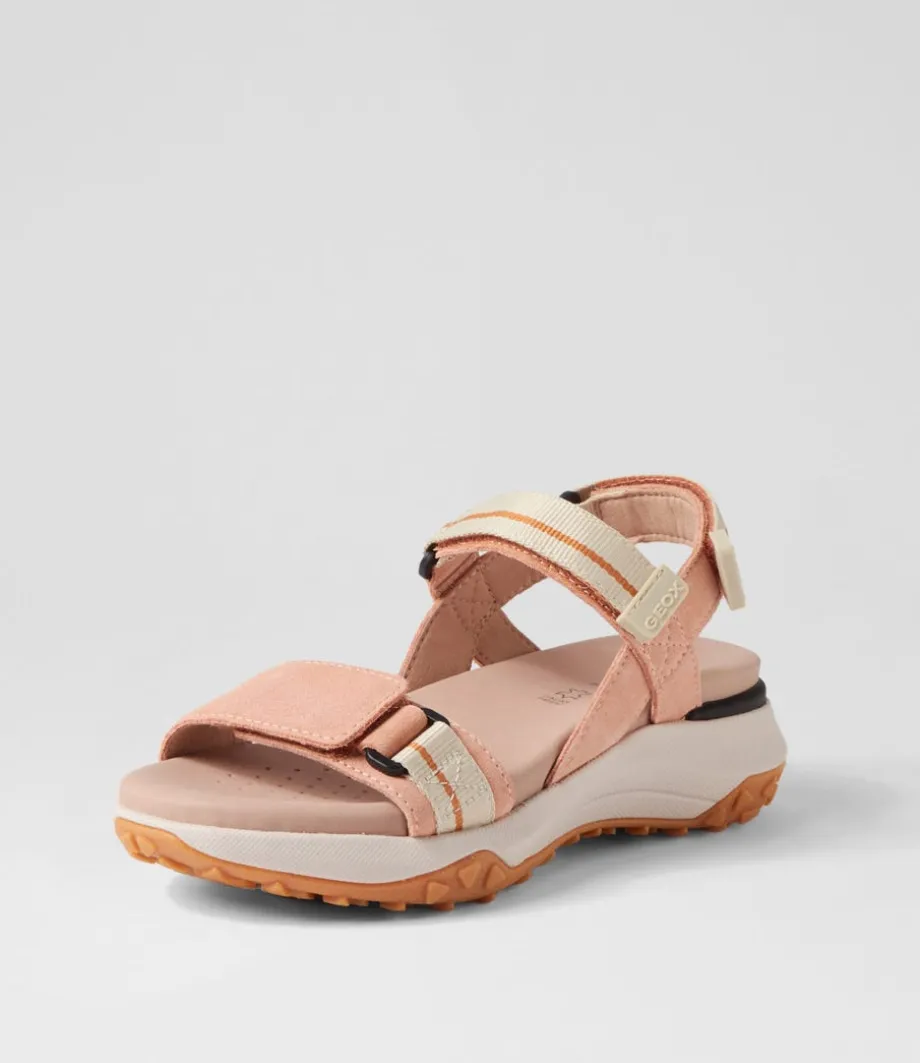 D Sorapis Grip B Peach Beige Suede Sandals