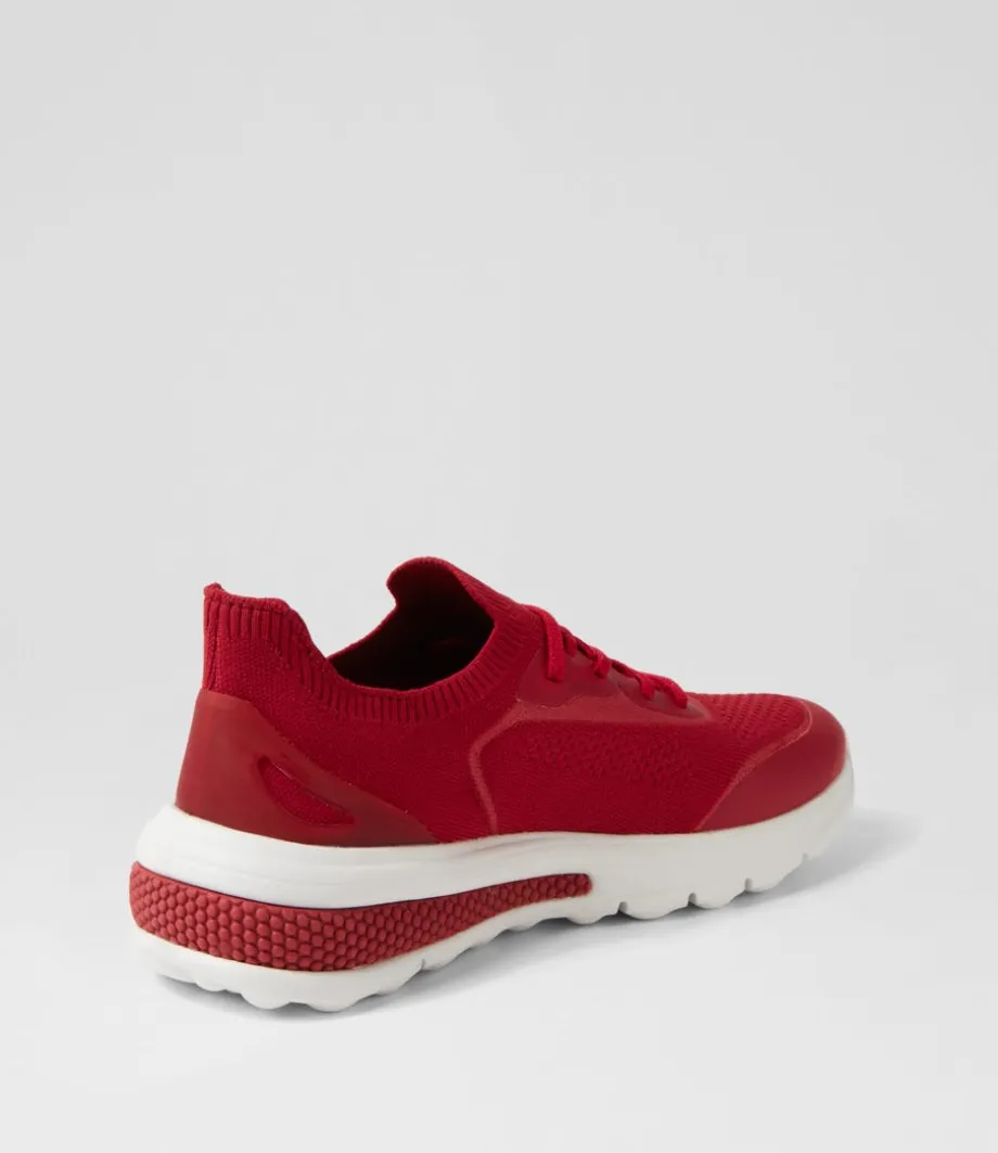 D Spherica Actif A Dark Red Knit Sneakers