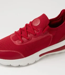 D Spherica Actif A Dark Red Knit Sneakers