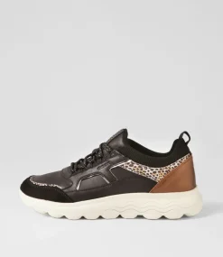 D Spherica C Black Off White Leather Sneakers