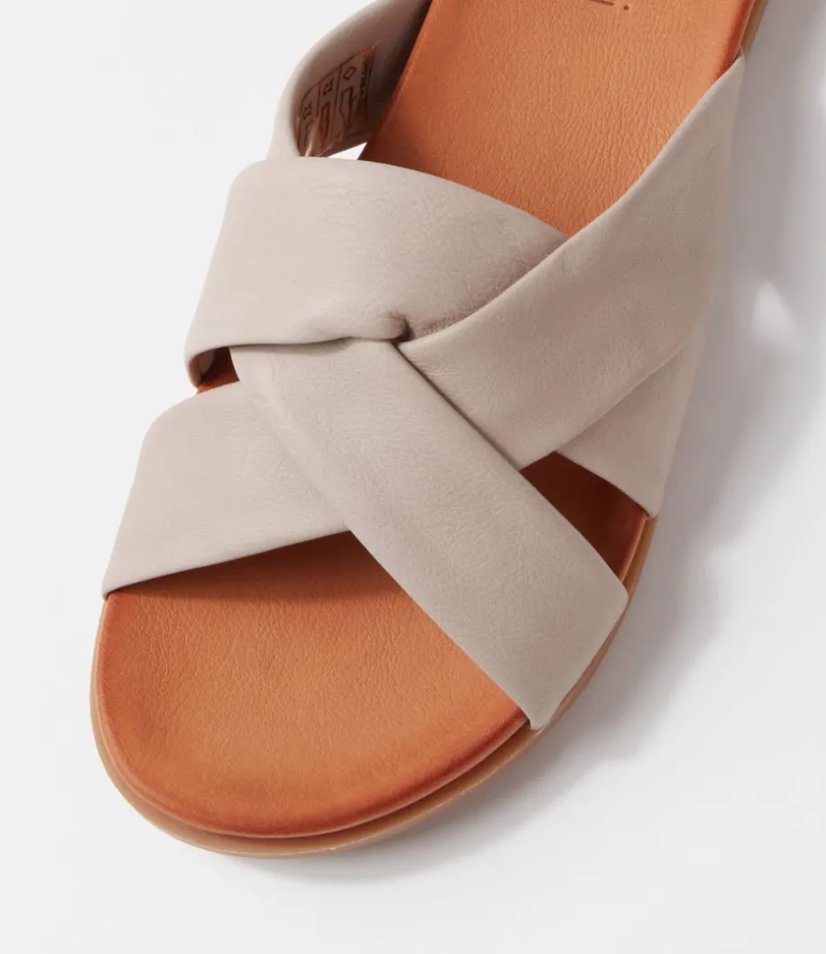 Dallas Light Taupe Leather Slides