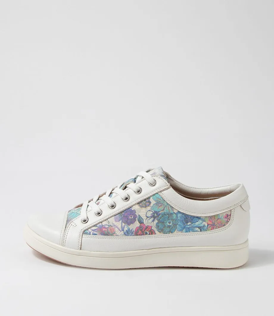 Danni Xf White Bouquet Leather Sneakers