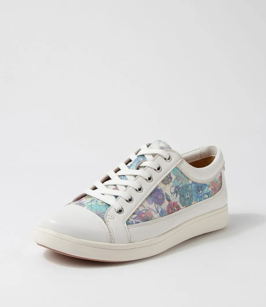 Danni Xf White Bouquet Leather Sneakers