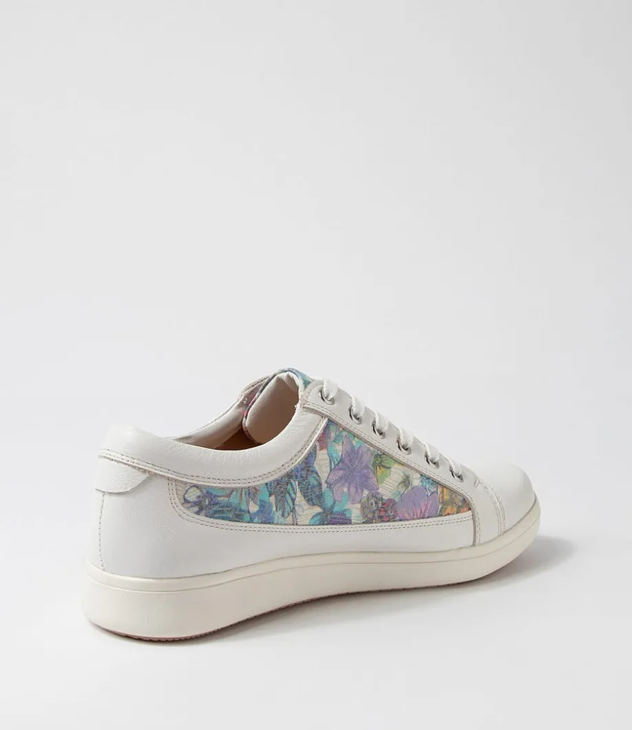Danni Xf White Bouquet Leather Sneakers