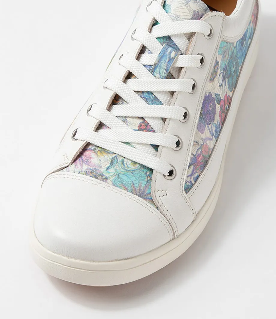 Danni Xf White Bouquet Leather Sneakers
