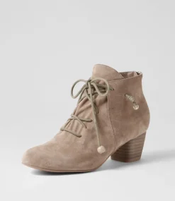Defreeze Taupe Suede Lace Up Boots