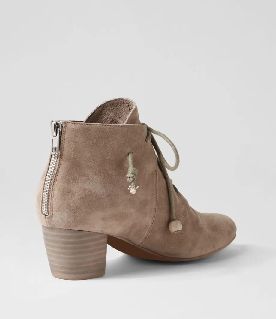 Defreeze Taupe Suede Lace Up Boots