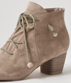 Defreeze Taupe Suede Lace Up Boots