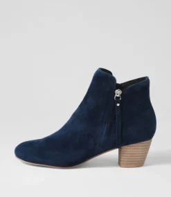 Demanse Navy Suede Ankle Boots