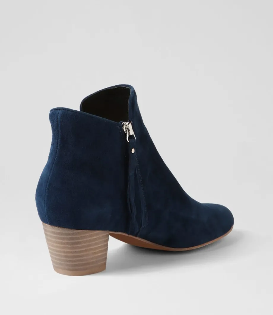 Demanse Navy Suede Ankle Boots