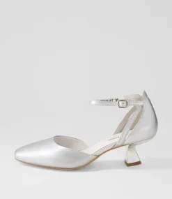 Deone Silver Leather Heels