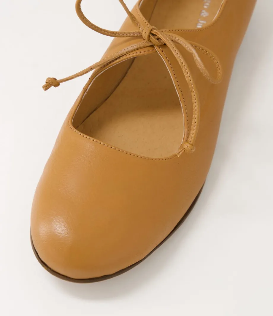 Dexta Dark Tan Leather Flat Shoes