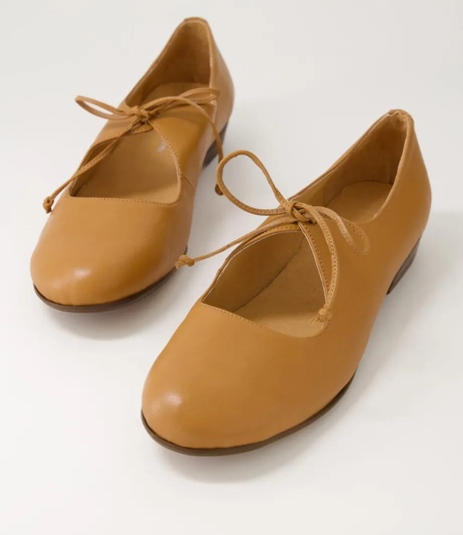 Dexta Dark Tan Leather Flat Shoes