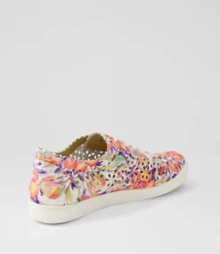 Dima Xf Orange Floral Leather Sneakers