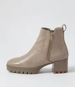 Dinis Ash Leather Ankle Boots