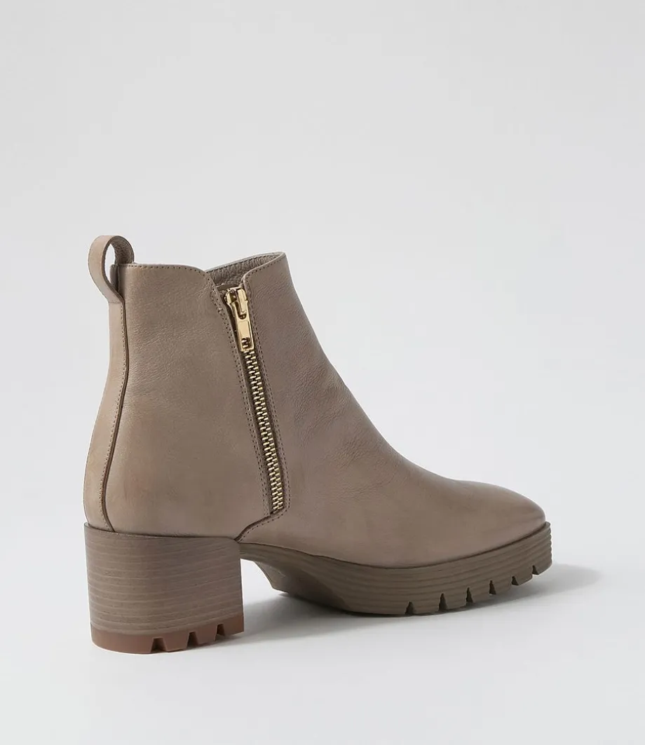 Dinis Ash Leather Ankle Boots