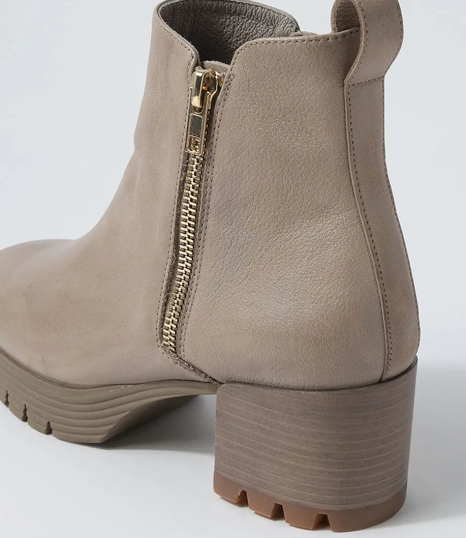 Dinis Ash Leather Ankle Boots