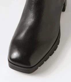 Dinis Black Leather Ankle Boots