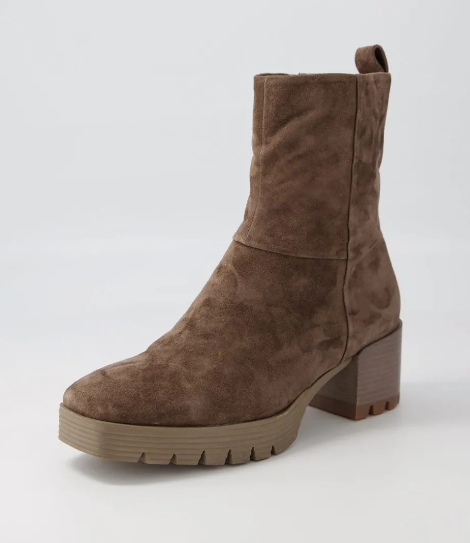Dippy Dark Taupe Suede Ankle Boots