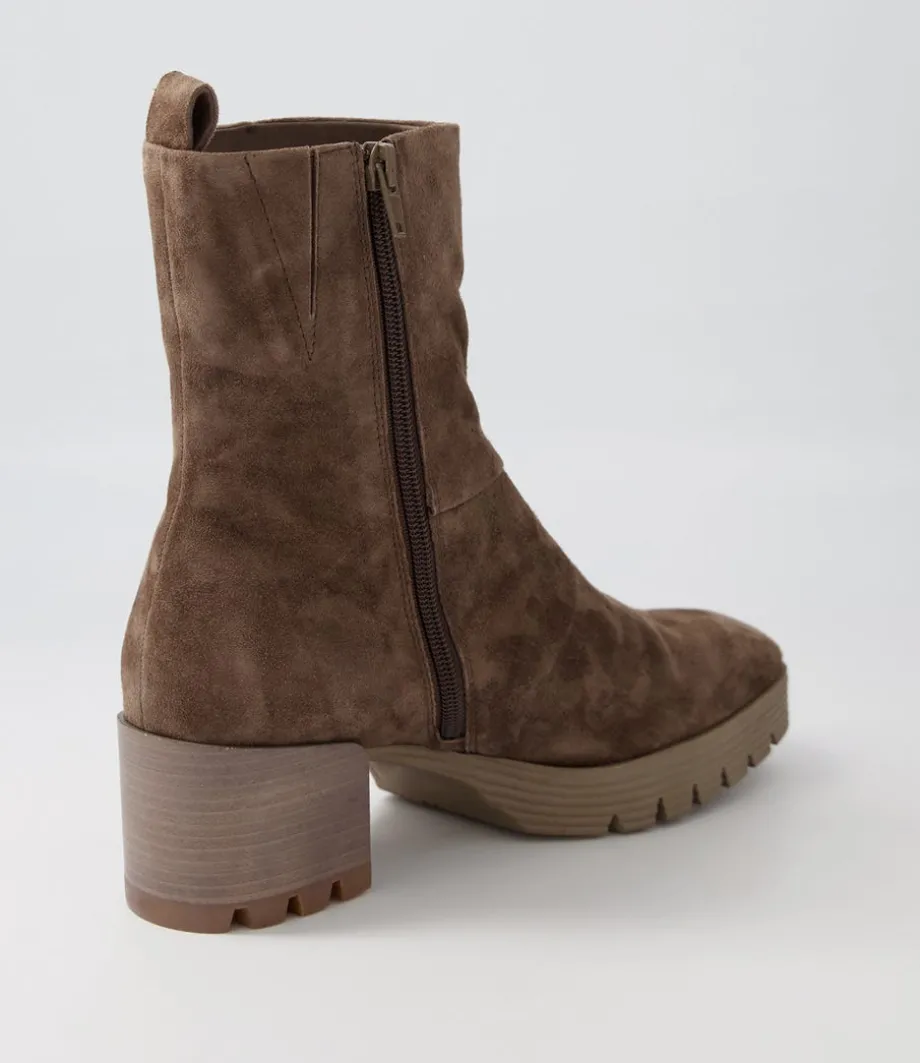 Dippy Dark Taupe Suede Ankle Boots
