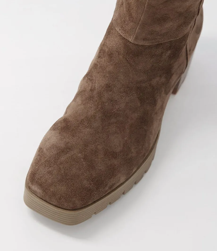 Dippy Dark Taupe Suede Ankle Boots