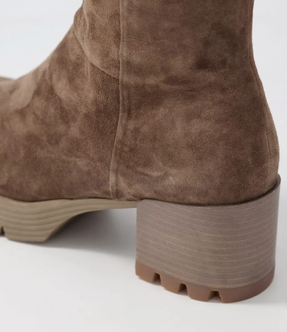 Dippy Dark Taupe Suede Ankle Boots