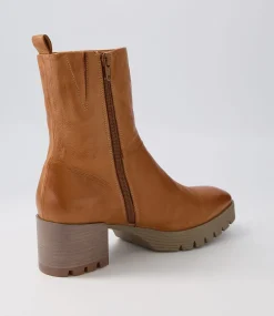 Dippy Tan Leather Ankle Boots