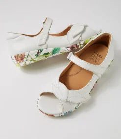Disco W White Bright Floral Leather Sandals