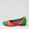 Doddo Bright Emerald Orange Multi Ballet Flats