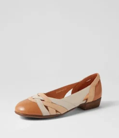 Doddo Dark Tan Camel Multi Ballet Flats