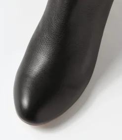 Dollars Black Natural Heel Leather Ankle Boots