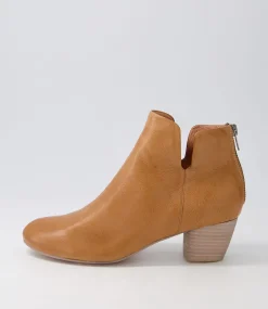 Dollars Dark Tan Leather Ankle Boots