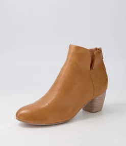 Dollars Dark Tan Leather Ankle Boots