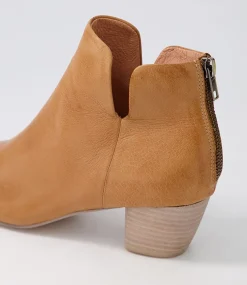 Dollars Dark Tan Leather Ankle Boots