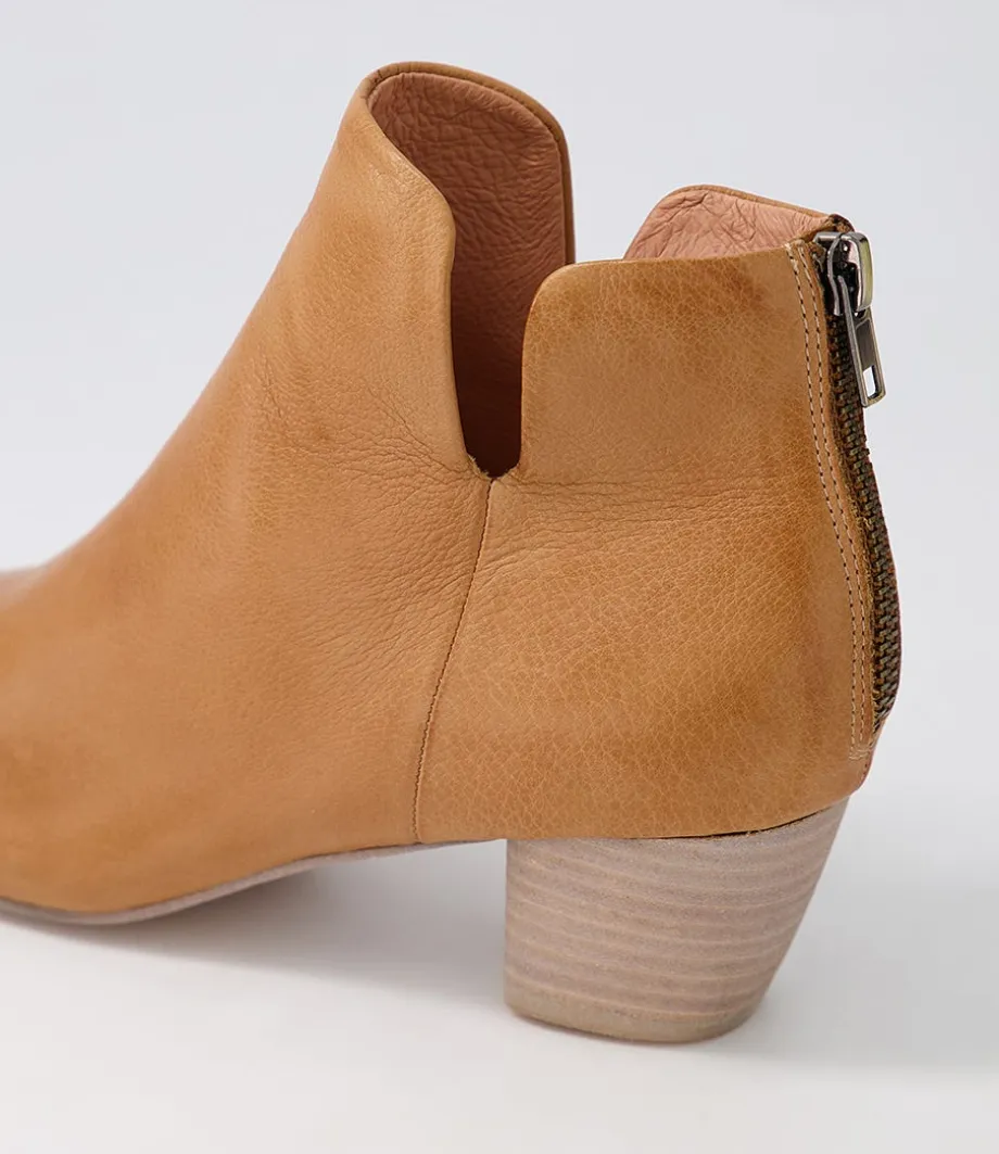 Dollars Dark Tan Leather Ankle Boots