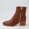 Dorete Tan Natural Heel Leather Ankle Boots