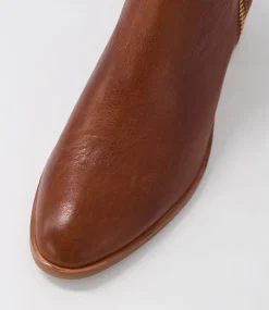 Dorete Tan Natural Heel Leather Ankle Boots