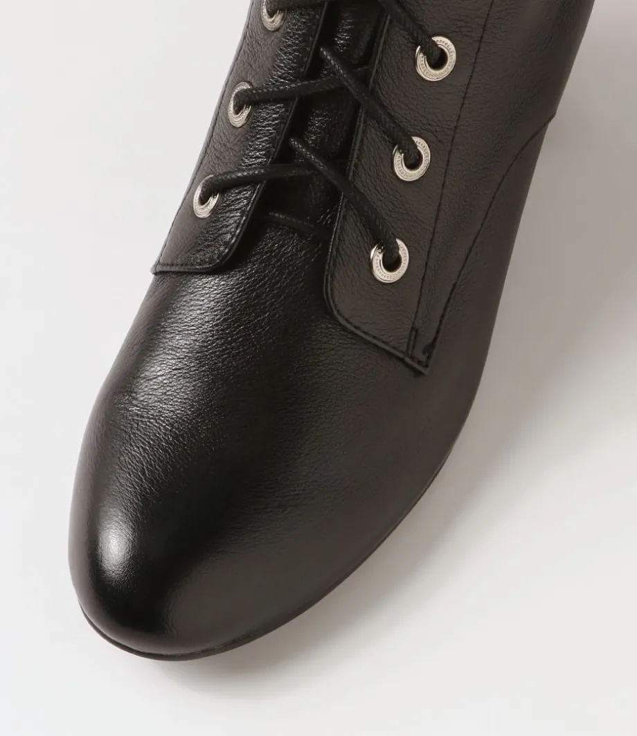 Durban Black Leather Lace Up Boots