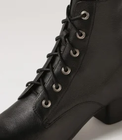 Durban Black Leather Lace Up Boots
