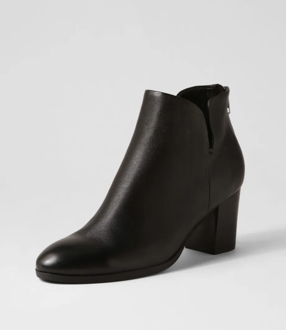 Duriel Black Leather Ankle Boots