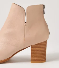 Duriel Cafe Natural Heel Leather Ankle Boots