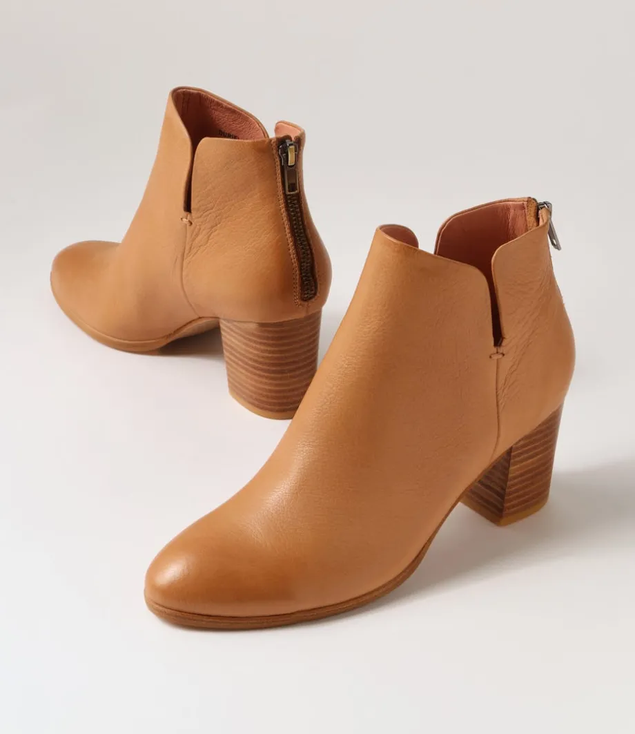 Duriel Dark Tan Natural Heel Leather Ankle Boots