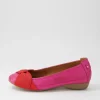 Elandy Fuchsia Red Leather Nubuck Ballet Flats