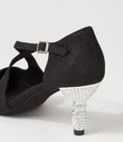 Electrik Black Sparkle Fabric Heels