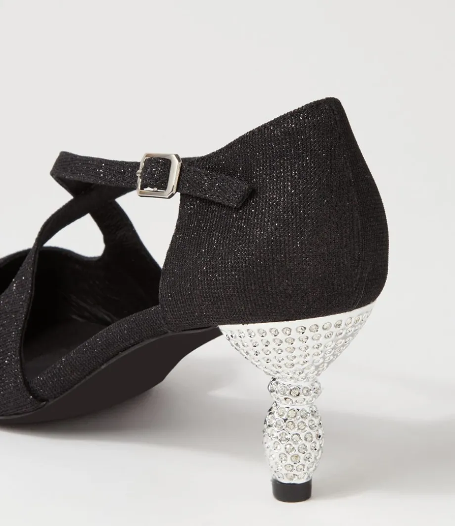 Electrik Black Sparkle Fabric Heels