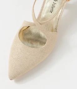 Electrik Pale Gold Sparkle Fabric Heels